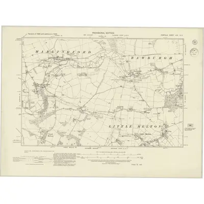 1938 Map of Norfolk LXII.SE, 1944 Print