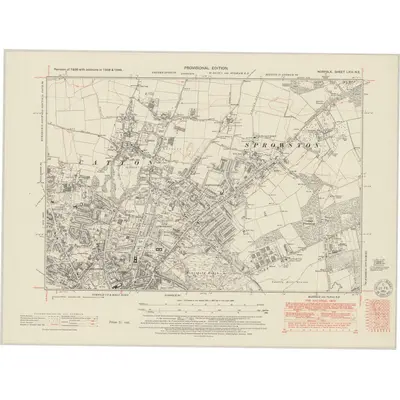1946 Map of Norfolk LXIII.NE, 1950 Print