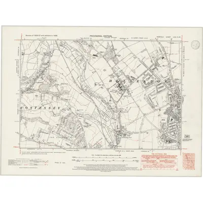 1938 Map of Norfolk LXIII.NW, 1947 Print