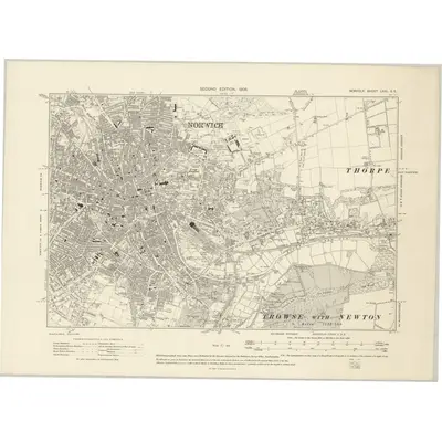 1905 Map of Norfolk LXIII.SE, 1908 Print