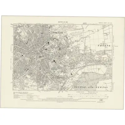 1926 Map of Norfolk LXIII.SE, 1929 Print