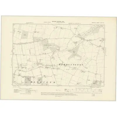 1905 Map of Norfolk LXIV.NE, 1908 Print