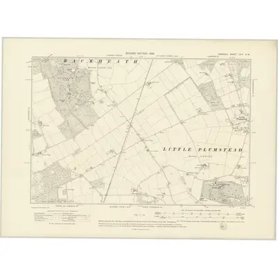 1905 Map of Norfolk LXIV.NW, 1908 Print