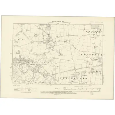 1905 Map of Norfolk LXIV.SE, 1908 Print