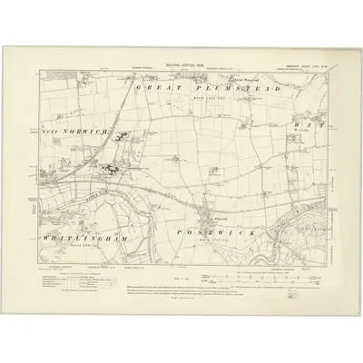 1905 Map of Norfolk LXIV.SW, 1908 Print