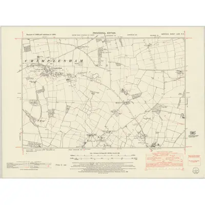 1950 Map of Norfolk LXIX.NE, 1952 Print