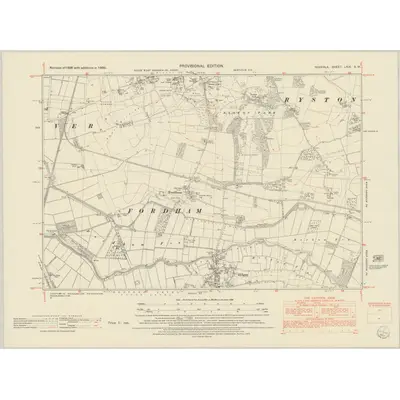 1950 Map of Norfolk LXIX.SW, 1952 Print