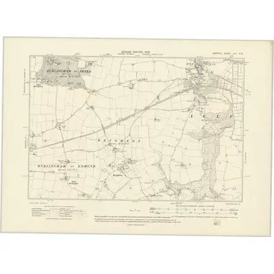 1905 Map of Norfolk LXV.SW, 1908 Print