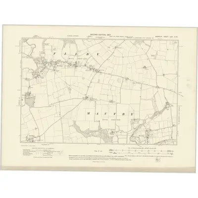 1905 Map of Norfolk LXVI.NW, 1907 Print