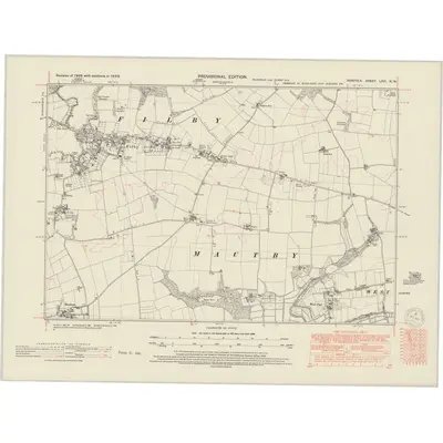 1946 Map of Norfolk LXVI.NW, 1950 Print