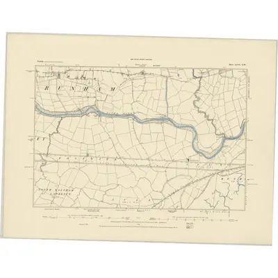 1884 Map of Norfolk LXVI.SW, 1885 Print