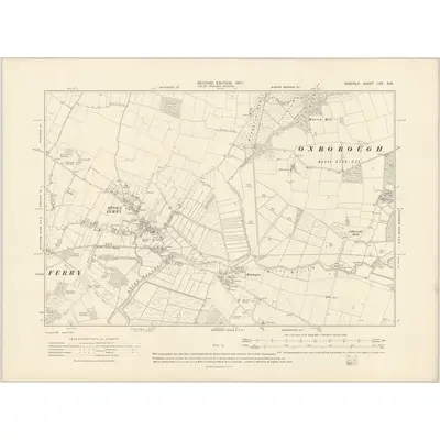 1904 Map of Norfolk LXX.SW, 1907 Print