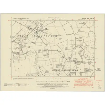 1950 Map of Norfolk LXXI.SE, 1952 Print