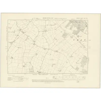 1904 Map of Norfolk LXXII.NE, 1907 Print