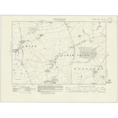 1904 Map of Norfolk LXXII.NW, 1933 Print