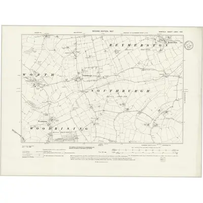1905 Map of Norfolk LXXIII.NW, 1939 Print