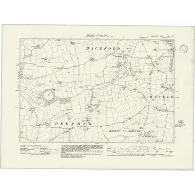 1905 Map of Norfolk LXXIII.SE, 1936 Print