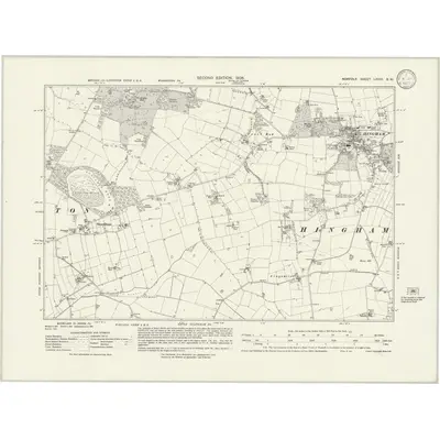 1905 Map of Norfolk LXXIII.SW, 1933 Print
