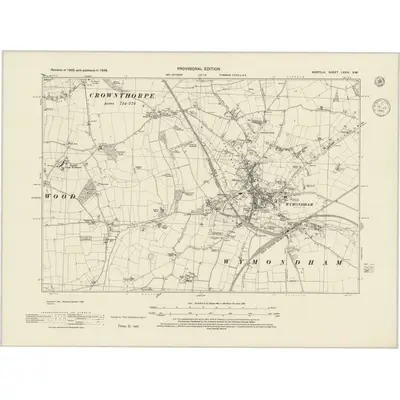 1938 Map of Norfolk LXXIV.SW, 1945 Print