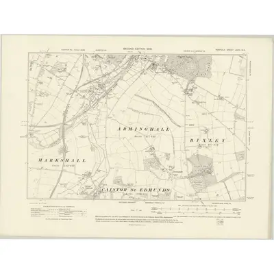 1905 Map of Norfolk LXXV.NE, 1908 Print