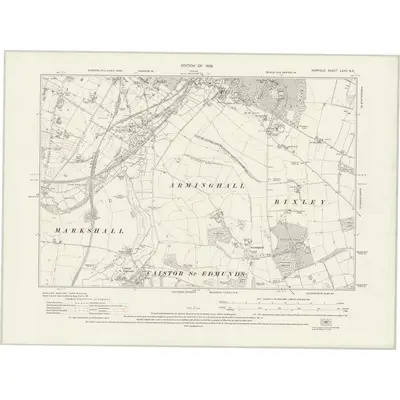 1926 Map of Norfolk LXXV.NE, 1929 Print