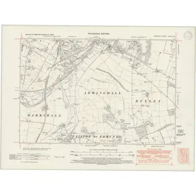 1938 Map of Norfolk LXXV.NE, 1947 Print