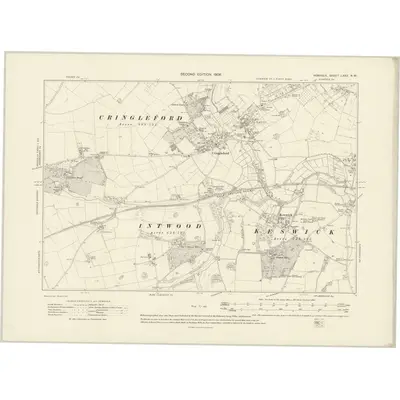 1905 Map of Norfolk LXXV.NW, 1908 Print