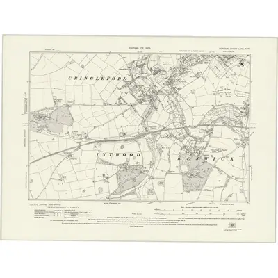 1926 Map of Norfolk LXXV.NW, 1929 Print