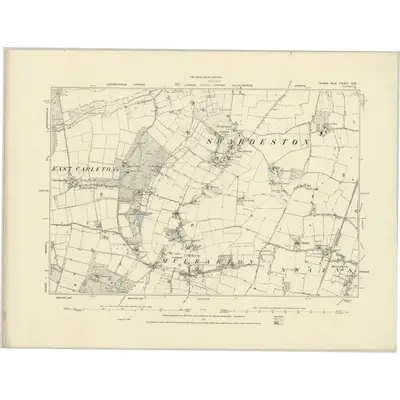 1881 Map of Norfolk LXXV.SW, 1887 Print