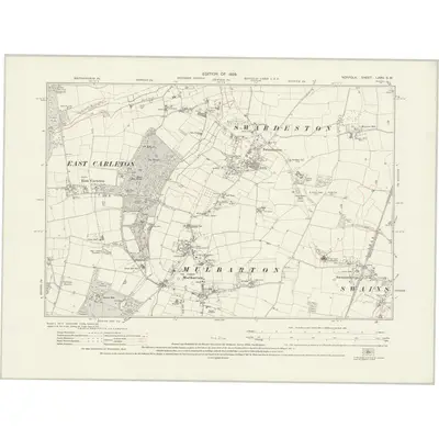 1926 Map of Norfolk LXXV.SW, 1929 Print