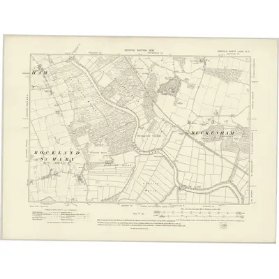 1905 Map of Norfolk LXXVI.NE, 1908 Print