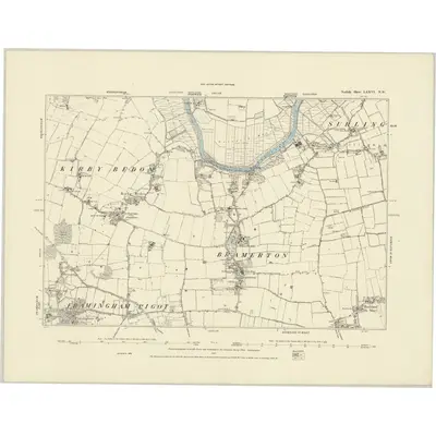1881 Map of Norfolk LXXVI.NW, 1887 Print
