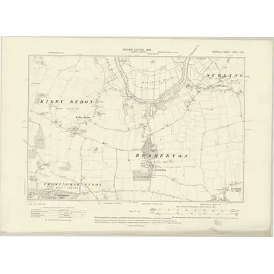 1905 Map of Norfolk LXXVI.NW, 1908 Print