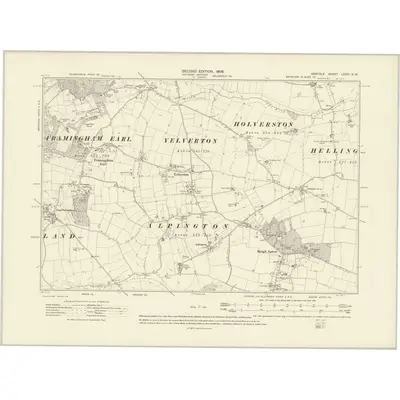 1905 Map of Norfolk LXXVI.SW, 1908 Print