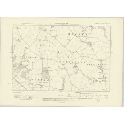 1905 Map of Norfolk LXXVII.NW, 1908 Print