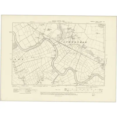 1905 Map of Norfolk LXXVII.SW, 1908 Print
