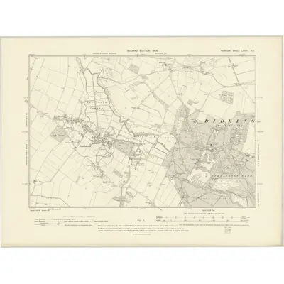 1904 Map of Norfolk LXXXII.NE, 1906 Print