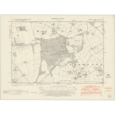 1950 Map of Norfolk LXXXIV.NW, 1953 Print