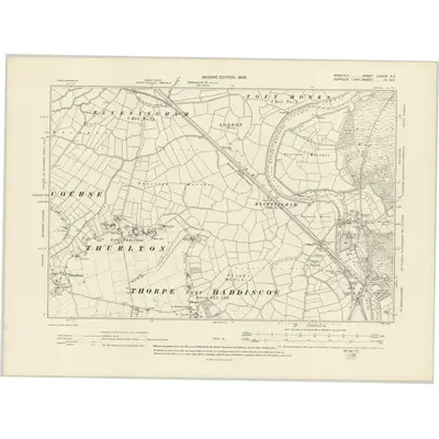 1903 Map of Norfolk LXXXIX.NE, 1906 Print