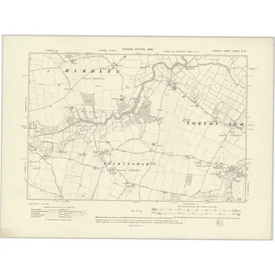 1905 Map of Norfolk LXXXIX.NW, 1908 Print