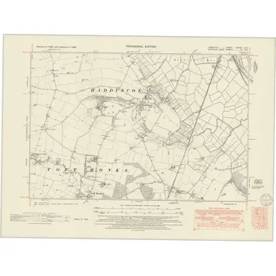 1946 Map of Norfolk LXXXIX.SE, 1951 Print