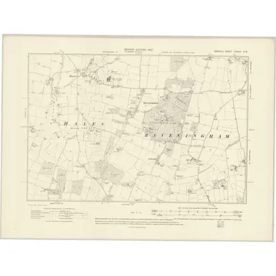1905 Map of Norfolk LXXXIX.SW, 1907 Print