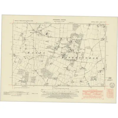 1946 Map of Norfolk LXXXIX.SW, 1951 Print