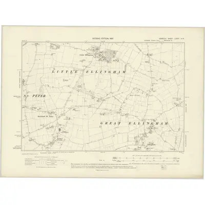 1904 Map of Norfolk LXXXV.NW, 1907 Print