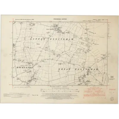 1950 Map of Norfolk LXXXV.NW, 1953 Print