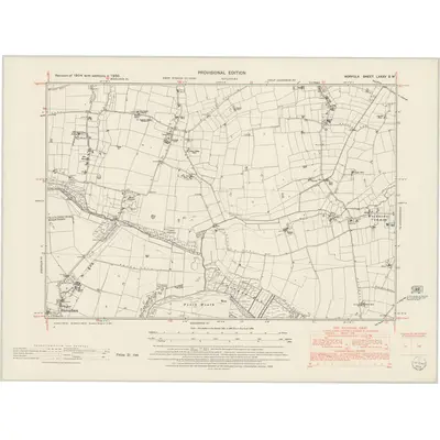 1950 Map of Norfolk LXXXV.SW, 1953 Print