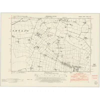 1950 Map of Norfolk LXXXVI.SW, 1953 Print