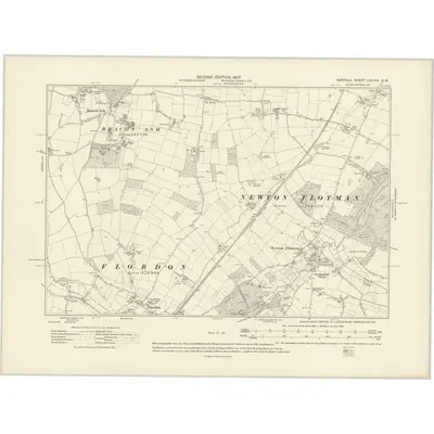 1905 Map of Norfolk LXXXVII.NW, 1907 Print