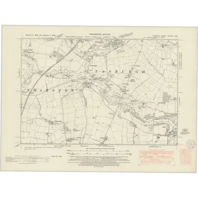 1946 Map of Norfolk LXXXVII.SW, 1950 Print
