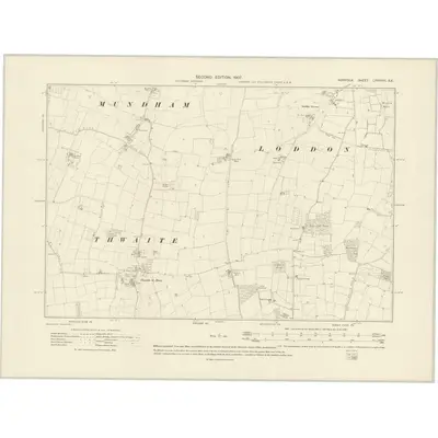 1905 Map of Norfolk LXXXVIII.SE, 1907 Print
